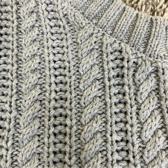 Rachel Zoe Grey Cable Knit Sweater Vest Fisherman Minimalist Academia Fall Sz L - Picture 12 of 14